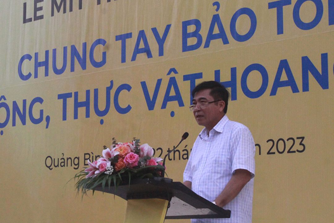 Ông Đoàn Ngọc Lâm, Ủy viên Ban Thường vụ Tỉnh ủy Phó Chủ tịch Thường trực UBND tỉnh phát biểu tại buổi lễ.