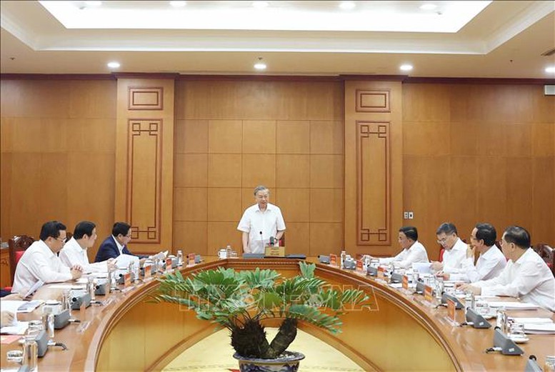 Tổng Bí thư Tô Lâm làm việc với Thường trực các Tiểu ban Đại hội XIV của Đảng- Ảnh 1.